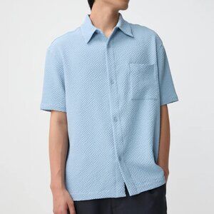 FYNE Blue Seersucker Stretch Moisture Absorption Shirt
